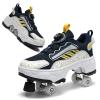 2 in 1 Deformation Roller Shoes, Roller Skate Shoes Outdoor with Detachable Brake Removable Pulley Skates Sneakers Skating Parkour with Wheels for Girls Boys view 1