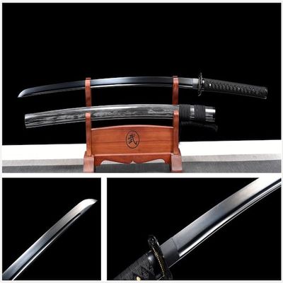 Zhmyyxgs Handmade Japanese Samurai Sword 1065 Steel Katana with Black Blade Real Metal Katana