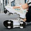 2 in 1 Retractable Roller Shoes with 4 Wheels, Deformation Roller Shoes Automatic Walking Shoes with Detachable Brake Roller Skate Indoor and Outdoor for Girls Boys view 2