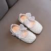 Girls Mary Jane Dress Shoes Princess Ballerina Pearl Rhinestones Shining Low Heels Party Wedding (Silver, 1.5 Big Kids) view 3