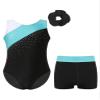 YOOJOO Gymnastics Leotards for Girls Sparkly Dance Unitards Biketards Shorts Bottoms with Hair Band Activewear for Girls B20BlueGreen 12 Years view 1