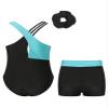 YOOJOO Gymnastics Leotards for Girls Sparkly Dance Unitards Biketards Shorts Bottoms with Hair Band Activewear for Girls B20BlueGreen 12 Years view 2