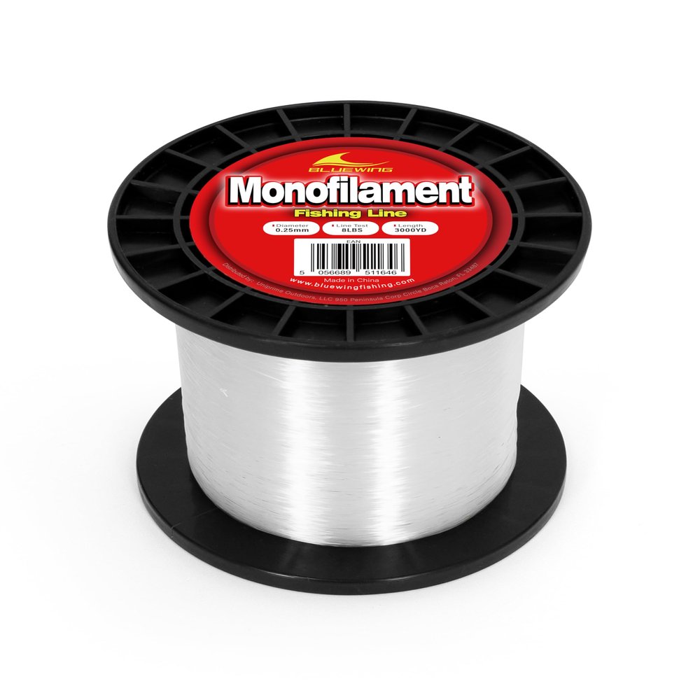 BLUEWING Monofilament Fishing Line Dia. 0.25mm 8 lbs 3000 Yards Invisible Thin Diameter Mono Fish Wire String, Clear