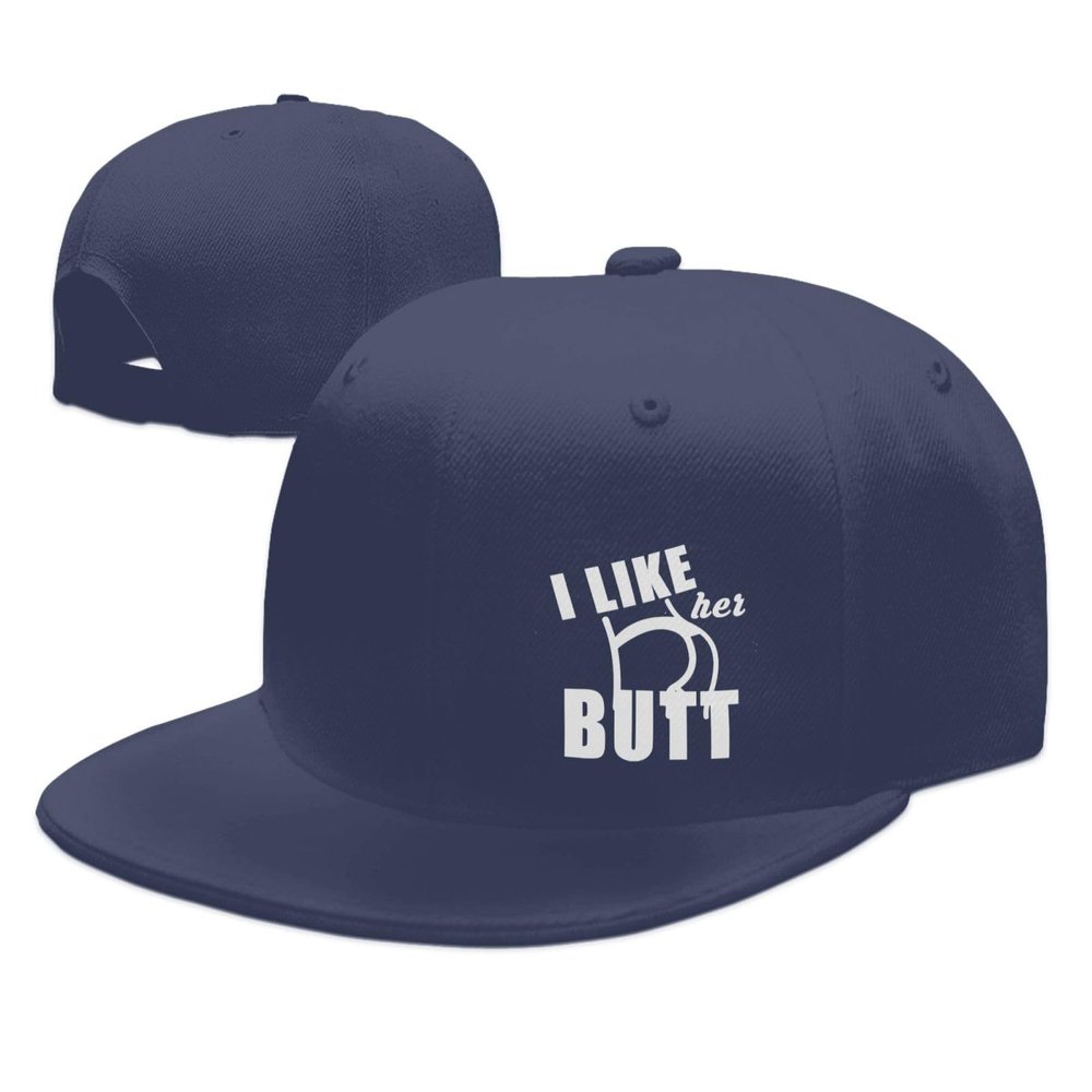 I Love Ass Hat Flat Bill Brim Baseball Cap Navy Blue Hip Hop Trucker Hat for Men Women