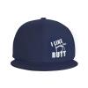 I Love Ass Hat Flat Bill Brim Baseball Cap Navy Blue Hip Hop Trucker Hat for Men Women view 2