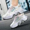 2 in 1 Roller Skate Shoes for Kids, Multifunctional 4 Wheels Rollerskate, Double-Row Deform Automatic Walking Shoes, Outdoor Sports Rolling Shoe With Invisible Wheels for Adult or Children view 2