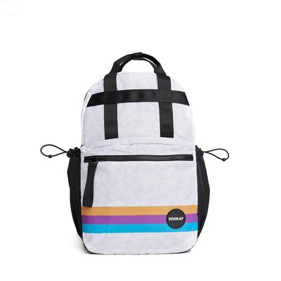 VOORAY 19L Katie Backpack, Large - Travel, Gym & Sports Backpack Wild Desert, White Floral Retro Stripe