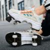 2 in 1 Retractable Roller Shoes with 4 Wheels, Deformation Roller Shoes Automatic Walking Shoes with Detachable Brake Roller Skate Indoor and Outdoor for Girls Boys view 2