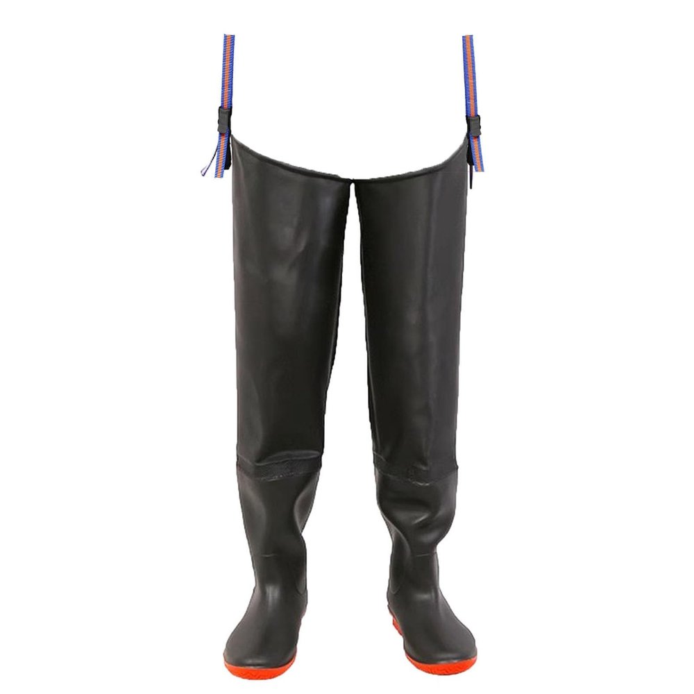 BcoMfy 80cm/31.5in Fishing Hip Waders Non-slip Rubber Winter Warm Hip Boots Suitable For 23-28.5cm Feet (Color : Black1, Size : 7)