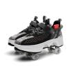 Double-Row Invisible Roller Skate Shoes, Unisex Deform Wheel Automatic Walking Shoes, 2 in 1 Pulley Skates with Retractable Wheels, Outdoor Rollerskates/Rolling Sneakers for Kids& Adults view 1
