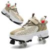 2 in 1 Retractable Deformation Roller Skate Shoes, Double-Row Deform Wheel Automatic Walking Shoes with Detachable Brake Invisible Roller Shoes Pulley Skates Sneakers Skating Parkour for Outdoor view 1