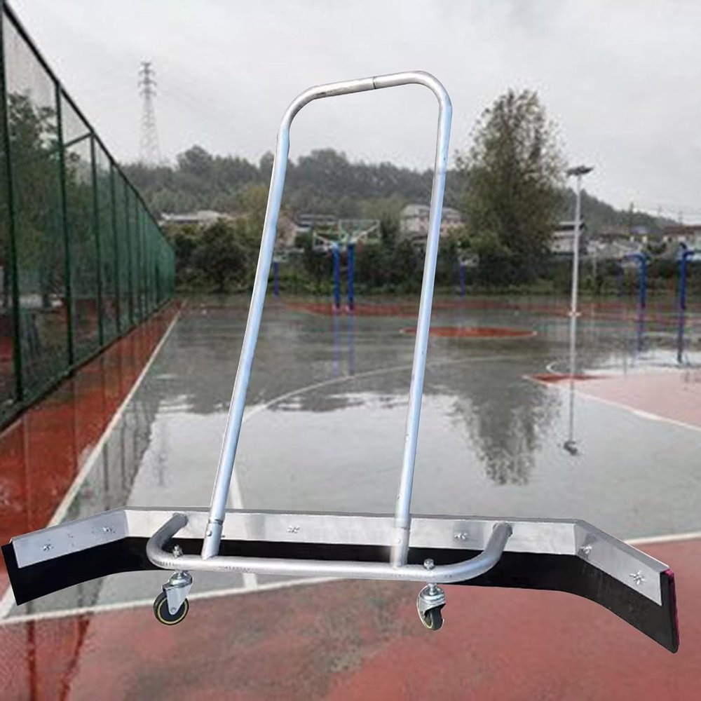 YLQFGUVWK Stainless Steel Tennis Court Wiper, EVA Water Push Strip Rain Shuttle Broom, Tennis Court Floor Surface Water Removal Tool with Replacement Strip