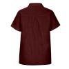 Womens Fashion Short Sleeve Button Down Shirts Casual Cotton Linen Lightweight Tee Shirts Loose Plus Size Tunic Tops Wine view 3