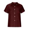 Womens Fashion Short Sleeve Button Down Shirts Casual Cotton Linen Lightweight Tee Shirts Loose Plus Size Tunic Tops Wine view 4