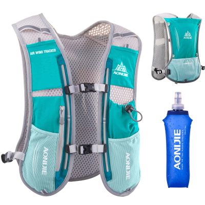 Azarxis Hydration Running Vest Backpack Pack 5L for Women and Men Jogging Trail Race Marathon Cycling Hiking (Mint Blue with 500ml Soft Flask)
