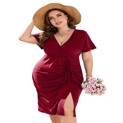 Shopwonder Women's Plus Size Casual, e red 143# Wine red4X-Large