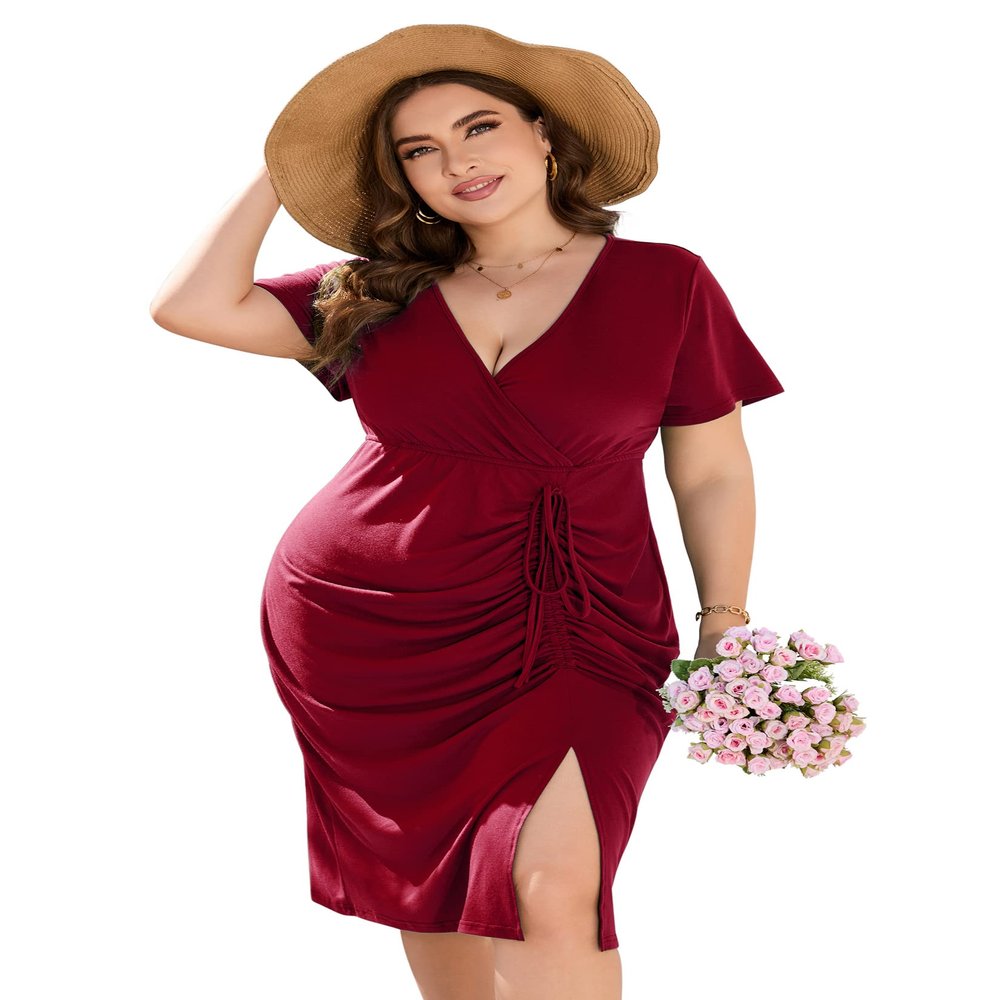 Shopwonder Women's Plus Size Casual, e red 143# Wine red4X-Large
