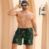 APTRO 2 in 1 Men's Swim Trunks 9" with Zipper Pockets Bathing Suit Built-in Board Shorts Swimwear Long Shorts Green Leaf 3X view 3