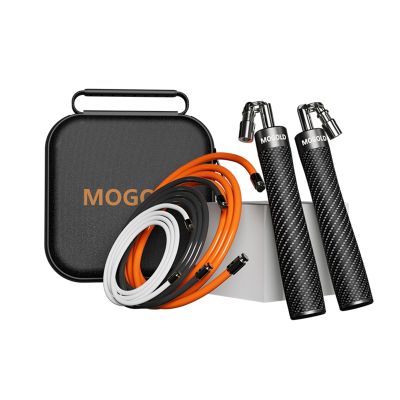 Mogold Weighted Jump Rope for High-Intensity Training, Muay Thai & MMA Workouts Heavy Jumping Ropes for Fitness Carbon Fiber Handle Adjustable Length 3 Meters 1/5 +1/4lb+1/2lb PVC Steel Wire Rope