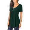 Women Summer Tops Scoop Neck Shirts Tunic Tops Short Sleeve Loose Ladies Lightweight Dressy Work Casual Blouse T-Shirts Green view 4