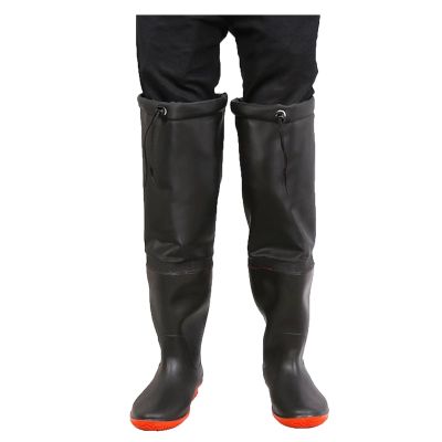 BcoMfy Winter Warm Hip Waders Boots, 60cm/23.6in Knee High Rain Boots, Non-slip Wear-resistant Rubber Sole (Color : Black1, Size : 8.5)