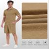 MoFiz Tracksuits Sets Two Pieces Outfits for Mens Jogger Sets Sweatsuit Short Sleeve Polo Quarter Zip Shirts Shorts Sport Suits With Pocket (Khaki Large) view 3