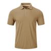 MoFiz Tracksuits Sets Two Pieces Outfits for Mens Jogger Sets Sweatsuit Short Sleeve Polo Quarter Zip Shirts Shorts Sport Suits With Pocket (Khaki Large) view 4