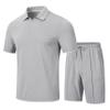 MoFiz Mens Track Suits Shorts Sets Outfit Casual 2 Piece Sets Quickly Dry Quarter Zip Cool sets Sports Sweatsuits (Light Grey X-LArge) view 1