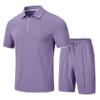 MoFiz Mens Track Suits Shorts Sets Outfit Casual 2 Piece Sets Quarter Zip Polo Shirt Short Sleeve Jogging Sweatsuit Workout (Light Purple XX-Large) view 1