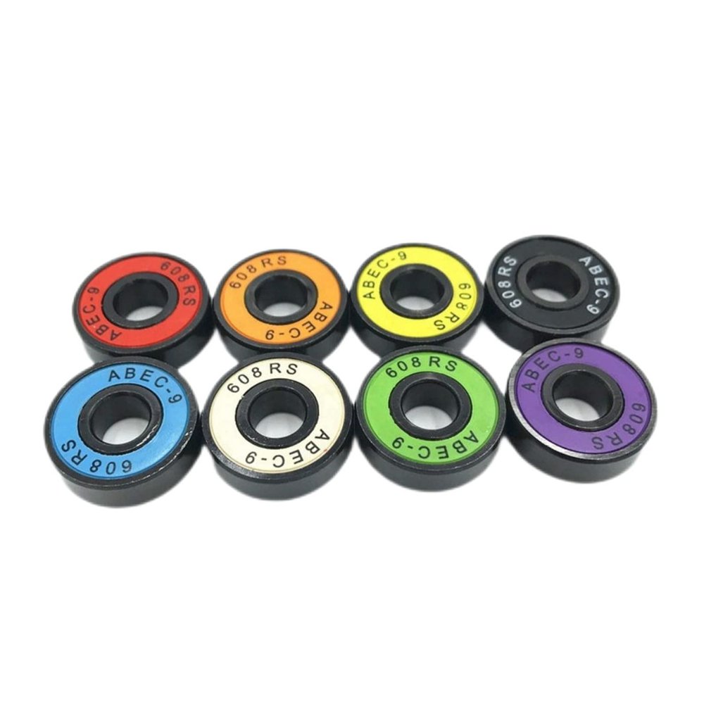 WAAZVXS WEIWEIBEIER 8PCS 608 2RS ABEC-9 Colorful Ring Longboard Inline Roller Skate Skateboard Bearings 8x22x7mm