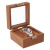 AHANDMAKER Single Watch Display Stand with Clear Glass Window Wood Watch Gift Box Watch Holder for Women and Man Valentine's Gift Jewelry Collection, Coconut Brown view 1
