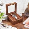 AHANDMAKER Single Watch Display Stand with Clear Glass Window Wood Watch Gift Box Watch Holder for Women and Man Valentine's Gift Jewelry Collection, Coconut Brown view 4