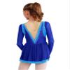 CHICTRY Figure Skating Dress Girls Long Sleeve Patchwork Ballet Dress Leotard with Wrap Skirt Outfit Royal Blue 12 Years view 2