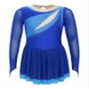 CHICTRY Figure Skating Dress Girls Long Sleeve Patchwork Ballet Dress Leotard with Wrap Skirt Outfit Royal Blue 12 Years view 3