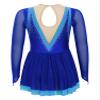 CHICTRY Figure Skating Dress Girls Long Sleeve Patchwork Ballet Dress Leotard with Wrap Skirt Outfit Royal Blue 12 Years view 4