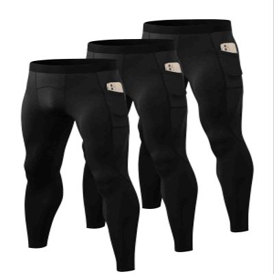 LEICHR 3 Pack Men Compression Pants Athletic Red Leggings Pockets Sports Baselayer Basketball Cycling Tights White Active Running Pants