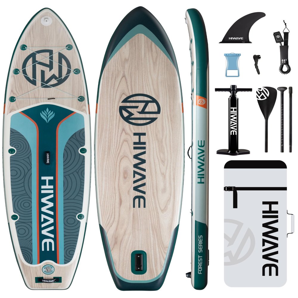 Hiwave Inflatable Stand Up Paddle Board 11*34*6 Sup Board,420lbs Capicity, Pet Friendly Paddle Board for Ocean&Lake, w/3pcs Adjustable Paddle