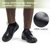 Men's Orthopedic Diabetic Wide Leather Dress Shoes: Comfort Cushion Arch Support Sneaker for Flat Feet, Adjustable Fit Plantar Fasciitis Walking Shoes for Foot Heel Pain Relief Black Size 10 view 2