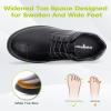 Men's Orthopedic Diabetic Wide Leather Dress Shoes: Comfort Cushion Arch Support Sneaker for Flat Feet, Adjustable Fit Plantar Fasciitis Walking Shoes for Foot Heel Pain Relief Black Size 10 view 3