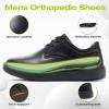 Men's Orthopedic Diabetic Wide Leather Dress Shoes: Comfort Cushion Arch Support Sneaker for Flat Feet, Adjustable Fit Plantar Fasciitis Walking Shoes for Foot Heel Pain Relief Black Size 10 view 4