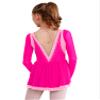 CHICTRY Figure Skating Dress Girls Long Sleeve Patchwork Ballet Dress Leotard with Wrap Skirt Outfit Hot Pink 14 Years view 2