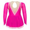 CHICTRY Figure Skating Dress Girls Long Sleeve Patchwork Ballet Dress Leotard with Wrap Skirt Outfit Hot Pink 14 Years view 4