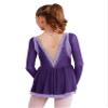 CHICTRY Figure Skating Dress Girls Long Sleeve Patchwork Ballet Dress Leotard with Wrap Skirt Outfit Purple 14 Years view 2