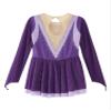 CHICTRY Figure Skating Dress Girls Long Sleeve Patchwork Ballet Dress Leotard with Wrap Skirt Outfit Purple 14 Years view 4