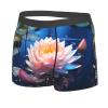 MELPHI Lotus Flowers Printed Men'S Flat Angle Underwear With A Spacecraft Design, Breathable And Lightweight Black view 2