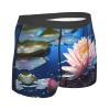 MELPHI Lotus Flowers Printed Men'S Flat Angle Underwear With A Spacecraft Design, Breathable And Lightweight Black view 3