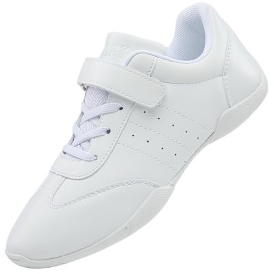 GlideMoves Big Kid Girls White Leather Hook Loop Cheer Shoes US 3.5