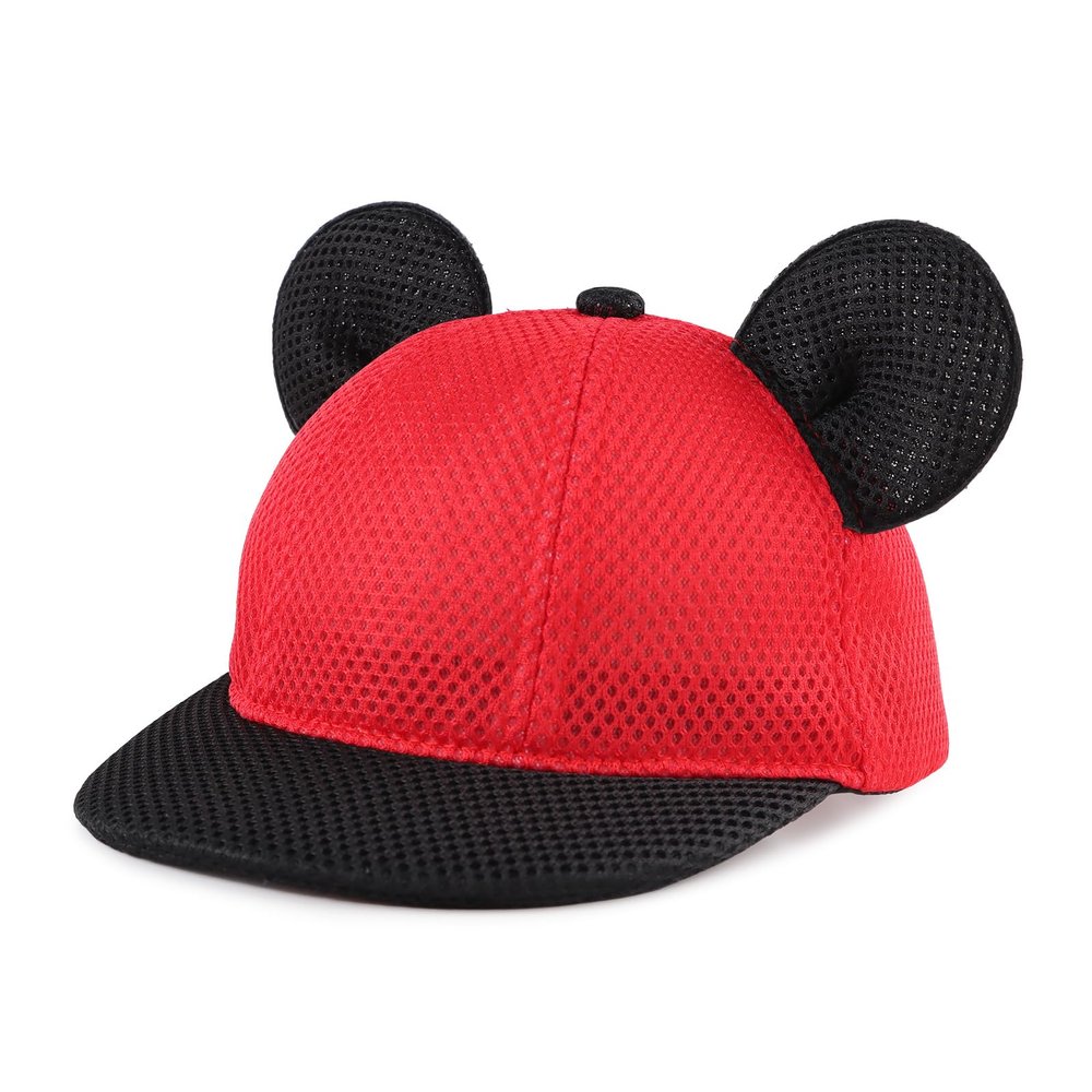 JANGANNSA Baby Mesh Cap Toddler Kids Sun Hat Mouse Ears Cute Cartoon Caps Summer (1-3Y,Mesh Red)