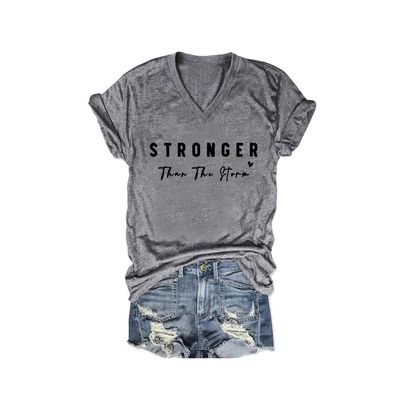 MOGUI Stronger Than The Storm Hoodie Women Stronger Than The Storm Long Sleeve Tee Shirt Fun Positive Gift Tee Shirt, Small, Grey