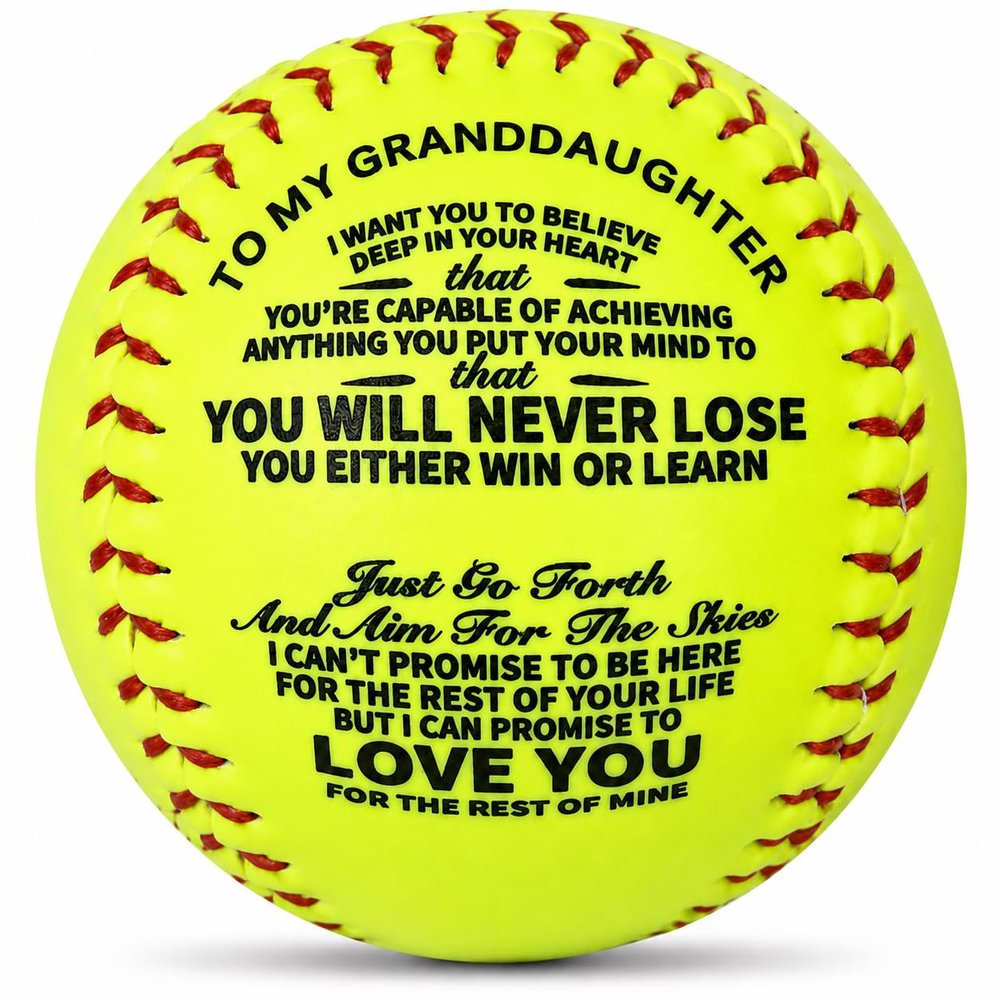 Moactiv Granddaughter Softball Gift Inspirational Handmade PU Softball with Printed Motivational Message, Standard Size for Birthday, Graduation, Christmas, and Sports Gift for Girls